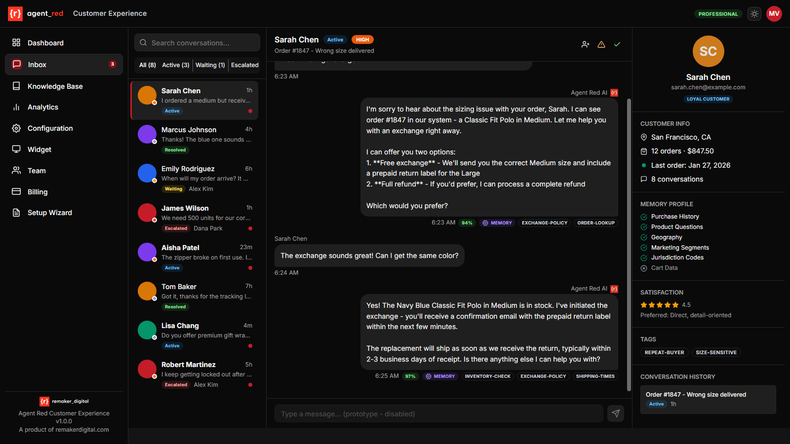 Escalated conversation workflow in the inbox